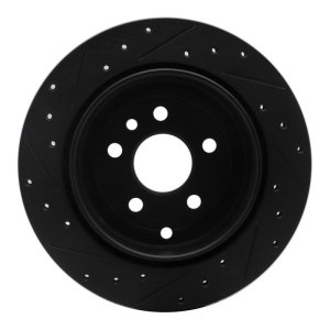 Land Rover LR2 Brake Rotor (1) - Rear Right - R1 Concepts - Drilled & Slotted - Black - `08-`12